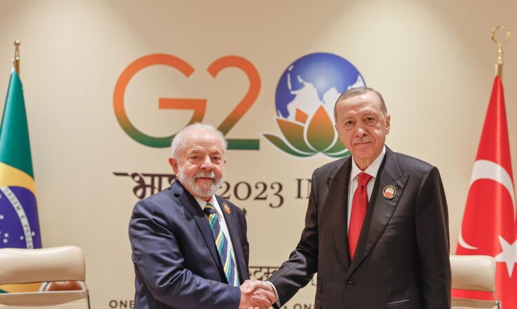 Nova Delhi, Índia, 09.09.2023 - Presidente da República, Luiz Inácio Lula da Silva, na abertura da cúpula do G-20, se reúne com o Presidente da República da Turquia, Recep Tayyip Erdoğan. Foto: Ricardo Stuckert/PR